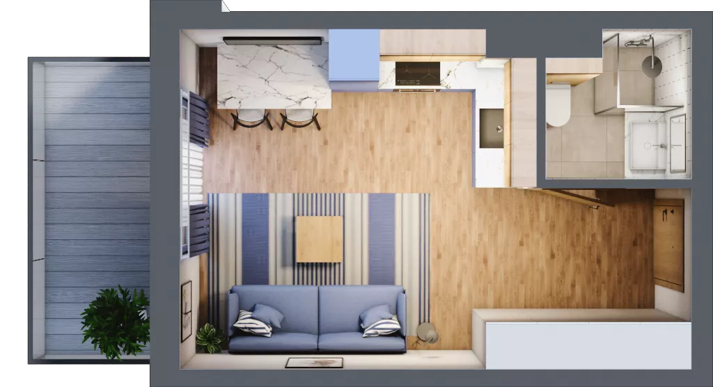 1 pokój, apartament inwestycyjny 23,66 m², piętro 4, oferta nr D/321, Apartamenty Bałtyk - komfortowe lokale nad morzem, Jastrzębia Góra, ul. Jantarowa 3