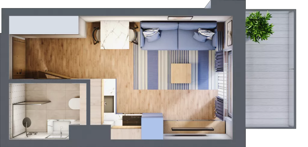 1 pokój, apartament inwestycyjny 20,32 m², piętro 2, oferta nr D/104, Apartamenty Bałtyk - komfortowe lokale nad morzem, Jastrzębia Góra, ul. Jantarowa 3