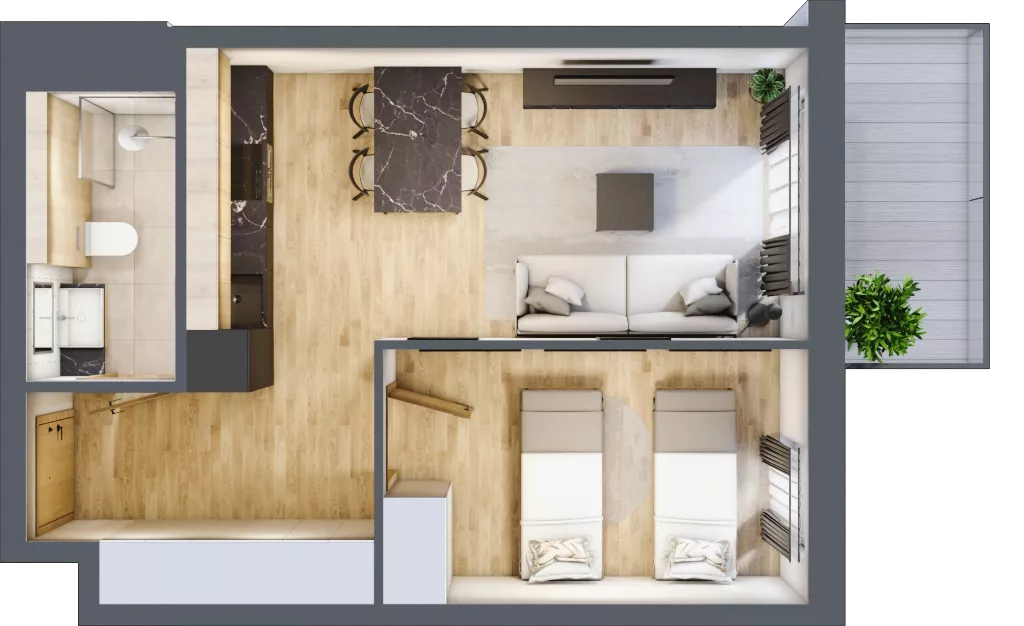 2 pokoje, apartament inwestycyjny 38,68 m², piętro 4, oferta nr D/304, Apartamenty Bałtyk - komfortowe lokale nad morzem, Jastrzębia Góra, ul. Jantarowa 3
