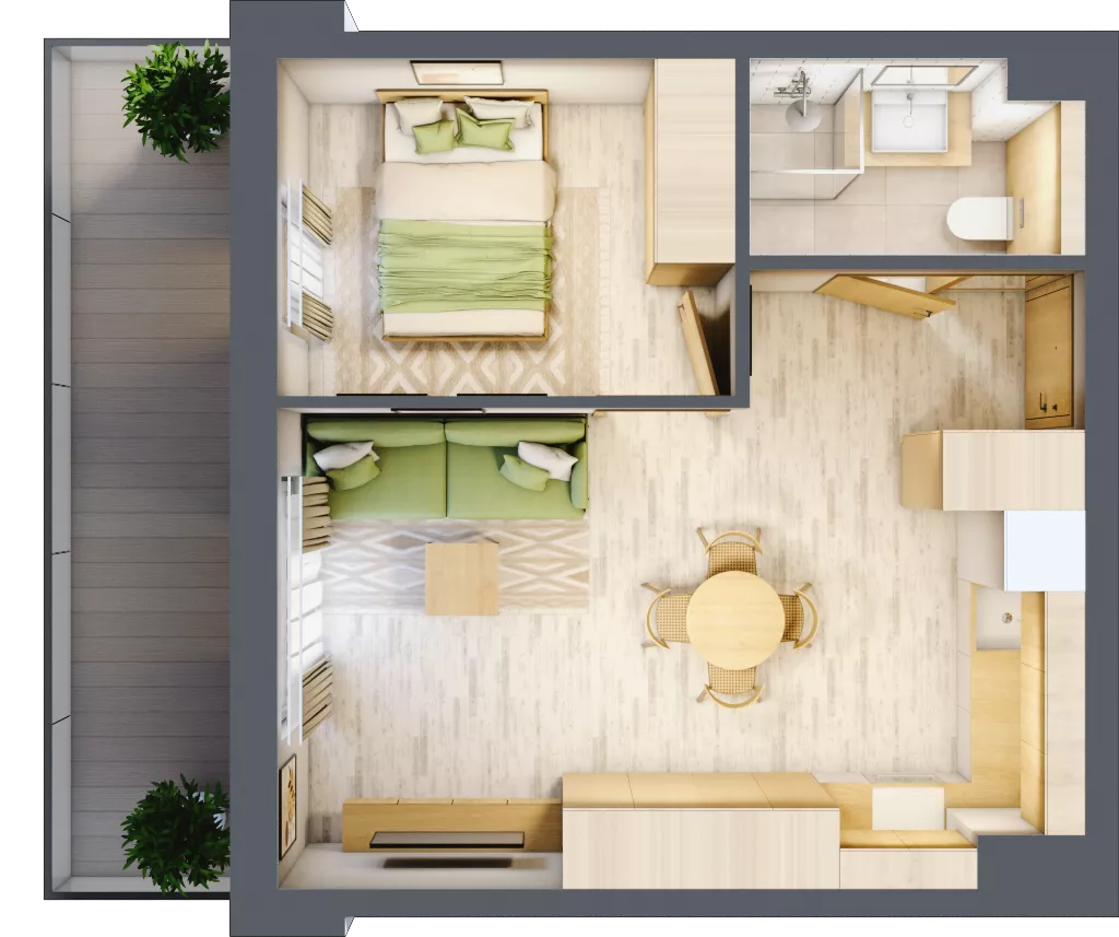 2 pokoje, apartament inwestycyjny 36,69 m², piętro 2, oferta nr D/118, Apartamenty Bałtyk - komfortowe lokale nad morzem, Jastrzębia Góra, ul. Jantarowa 3