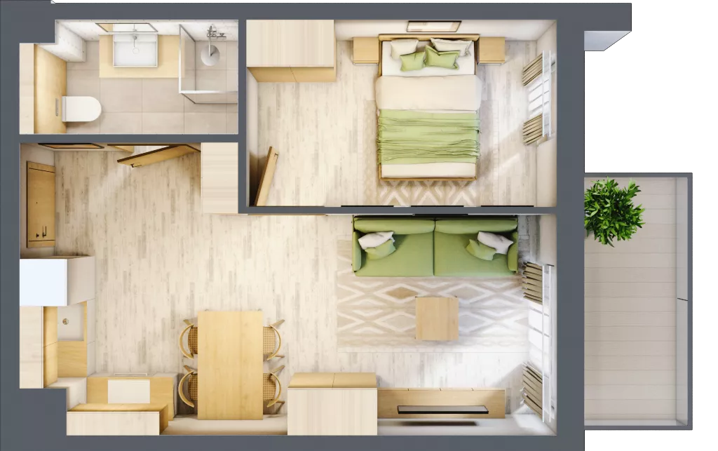 2 pokoje, apartament inwestycyjny 36,03 m², piętro 2, oferta nr D/107, Apartamenty Bałtyk - komfortowe lokale nad morzem, Jastrzębia Góra, ul. Jantarowa 3