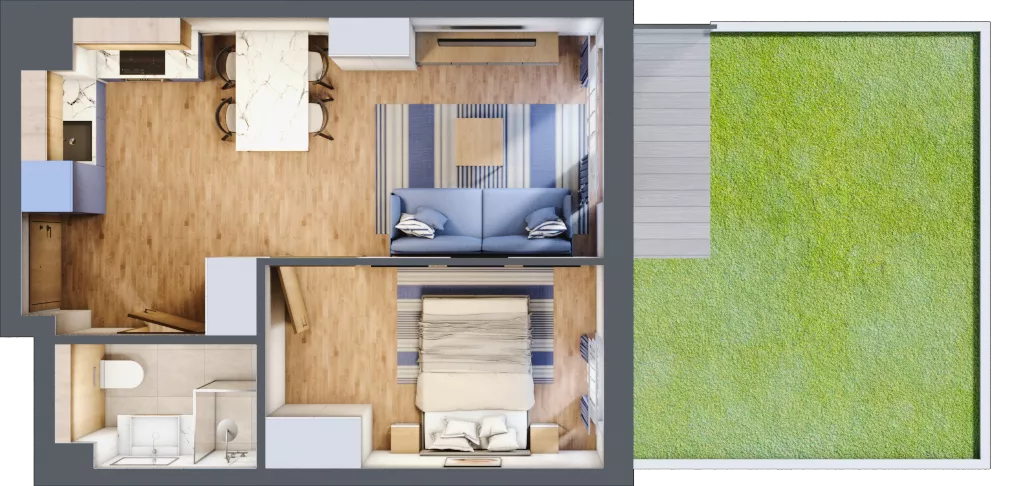 2 pokoje, apartament inwestycyjny 35,08 m², piętro 1, oferta nr D/8, Apartamenty Bałtyk - komfortowe lokale nad morzem, Jastrzębia Góra, ul. Jantarowa 3