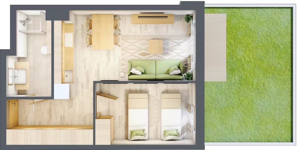 2 pokoje, apartament inwestycyjny 38,29 m², piętro 1, oferta nr D/13, Apartamenty Bałtyk - komfortowe lokale nad morzem, Jastrzębia Góra, ul. Jantarowa 3