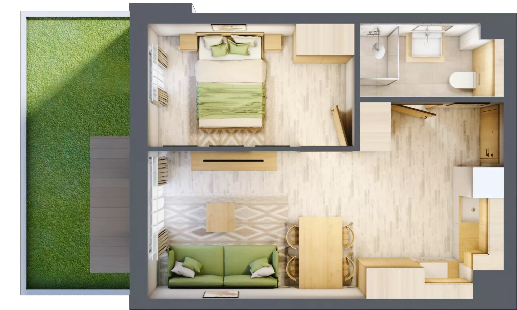 2 pokoje, apartament inwestycyjny 35,83 m², piętro 1, oferta nr D/20, Apartamenty Bałtyk - komfortowe lokale nad morzem, Jastrzębia Góra, ul. Jantarowa 3