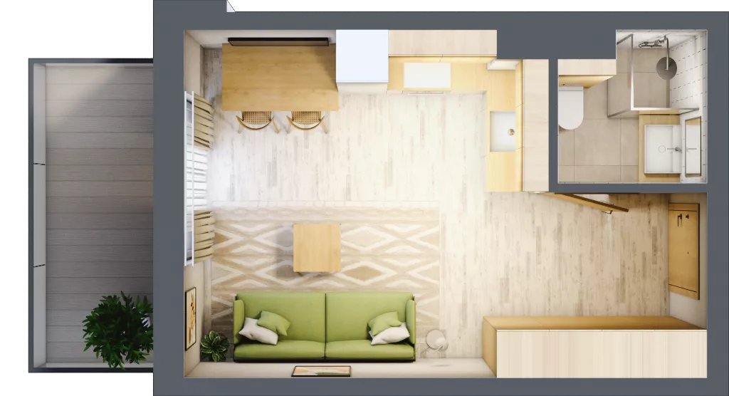 1 pokój, apartament inwestycyjny 23,58 m², piętro 3, oferta nr D/222, Apartamenty Bałtyk - komfortowe lokale nad morzem, Jastrzębia Góra, ul. Jantarowa 3