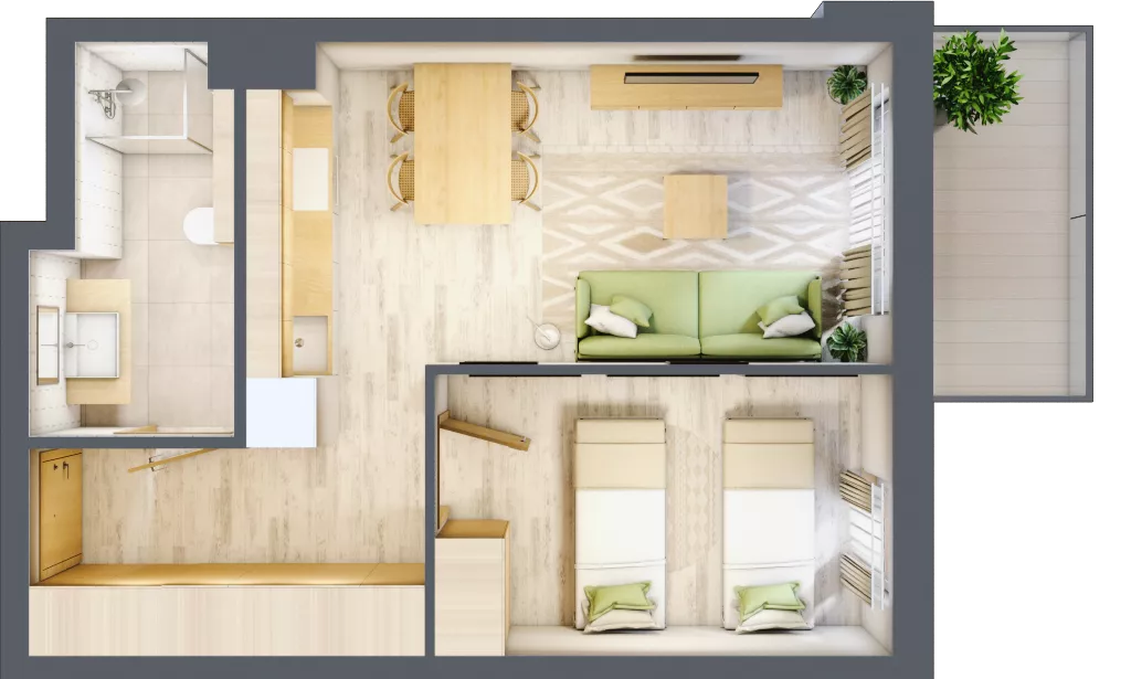 2 pokoje, apartament inwestycyjny 38,46 m², piętro 4, oferta nr D/312, Apartamenty Bałtyk - komfortowe lokale nad morzem, Jastrzębia Góra, ul. Jantarowa 3
