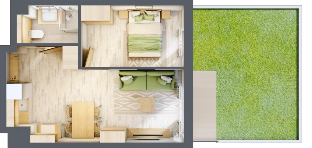 2 pokoje, apartament inwestycyjny 34,86 m², piętro 1, oferta nr D/9, Apartamenty Bałtyk - komfortowe lokale nad morzem, Jastrzębia Góra, ul. Jantarowa 3