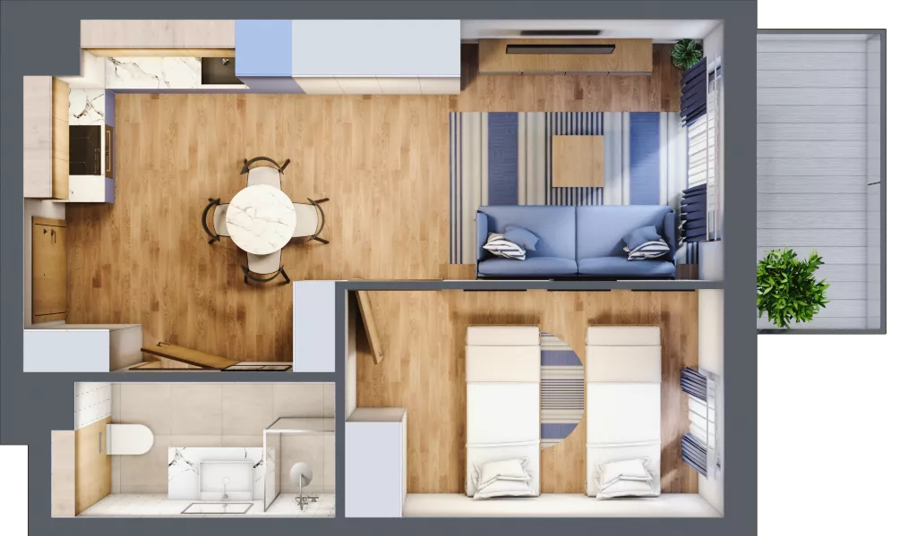 2 pokoje, apartament inwestycyjny 38,78 m², piętro 4, oferta nr D/313, Apartamenty Bałtyk - komfortowe lokale nad morzem, Jastrzębia Góra, ul. Jantarowa 3