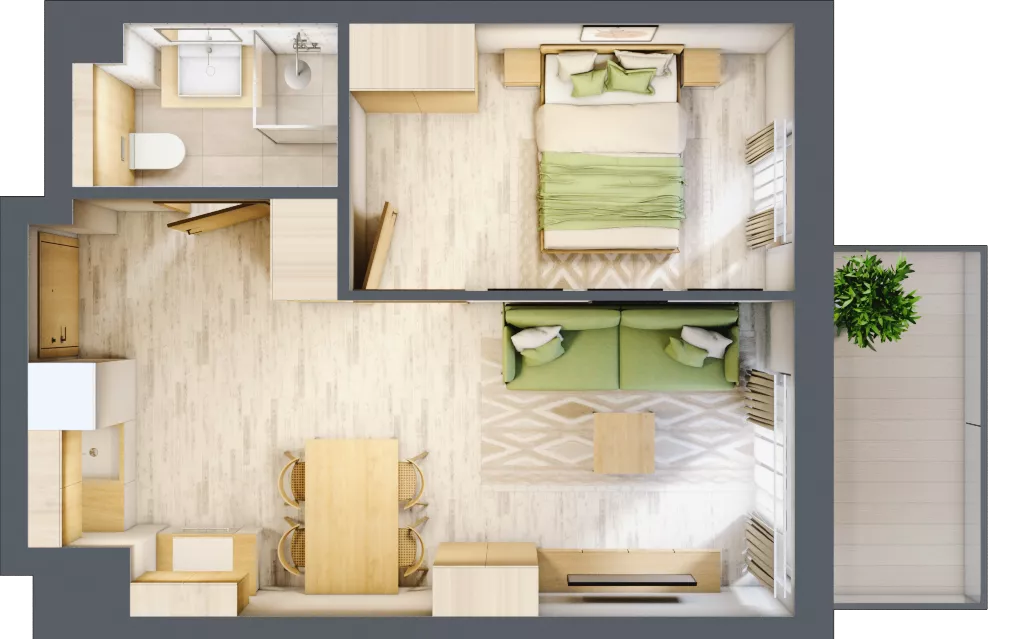 2 pokoje, apartament inwestycyjny 35,11 m², piętro 4, oferta nr D/308, Apartamenty Bałtyk - komfortowe lokale nad morzem, Jastrzębia Góra, ul. Jantarowa 3