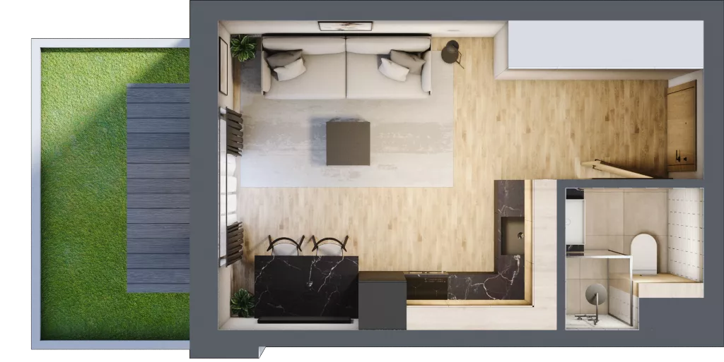 1 pokój, apartament inwestycyjny 22,68 m², piętro 1, oferta nr D/18, Apartamenty Bałtyk - komfortowe lokale nad morzem, Jastrzębia Góra, ul. Jantarowa 3