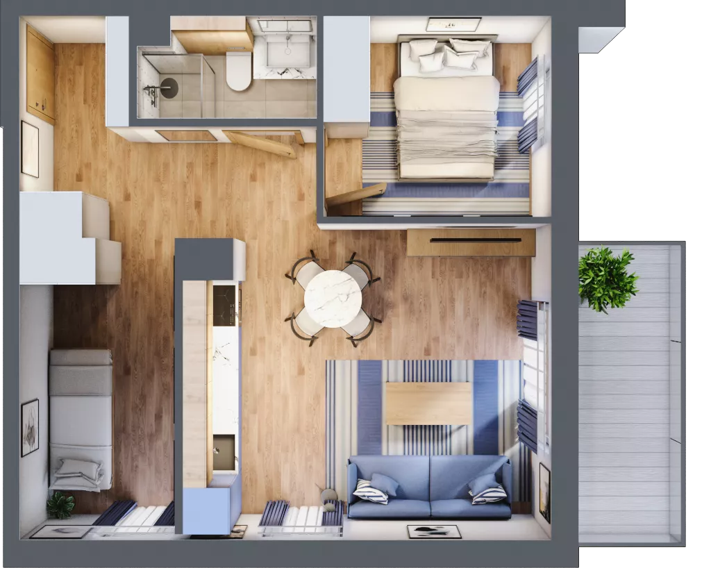 2 pokoje, apartament inwestycyjny 45,85 m², piętro 2, oferta nr D/116, Apartamenty Bałtyk - komfortowe lokale nad morzem, Jastrzębia Góra, ul. Jantarowa 3