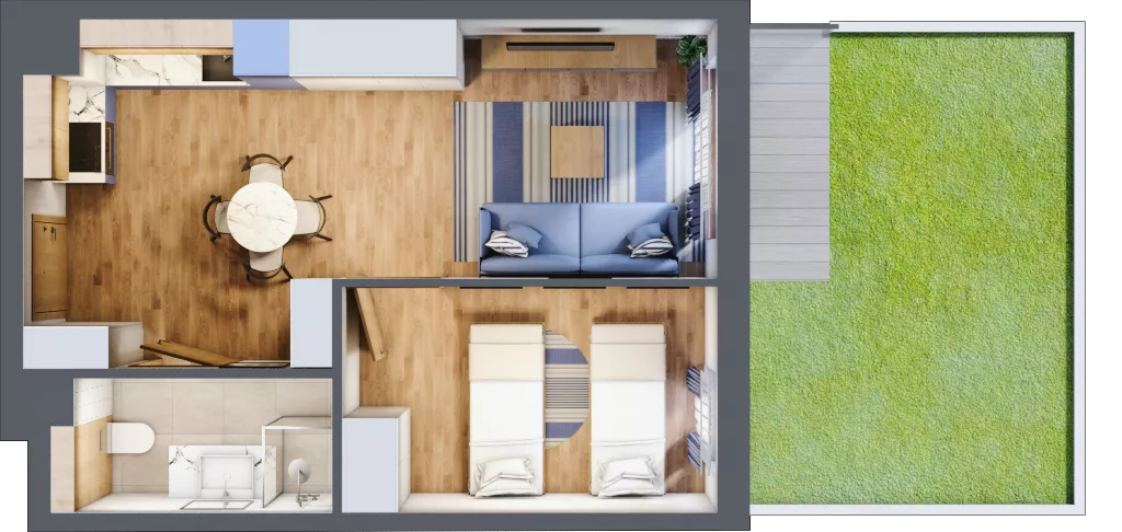 2 pokoje, apartament inwestycyjny 38,53 m², piętro 1, oferta nr D/14, Apartamenty Bałtyk - komfortowe lokale nad morzem, Jastrzębia Góra, ul. Jantarowa 3