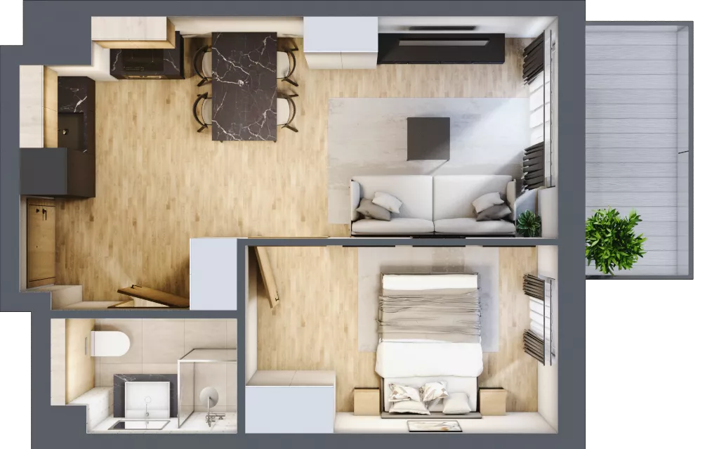 2 pokoje, apartament inwestycyjny 35,07 m², piętro 3, oferta nr D/210, Apartamenty Bałtyk - komfortowe lokale nad morzem, Jastrzębia Góra, ul. Jantarowa 3