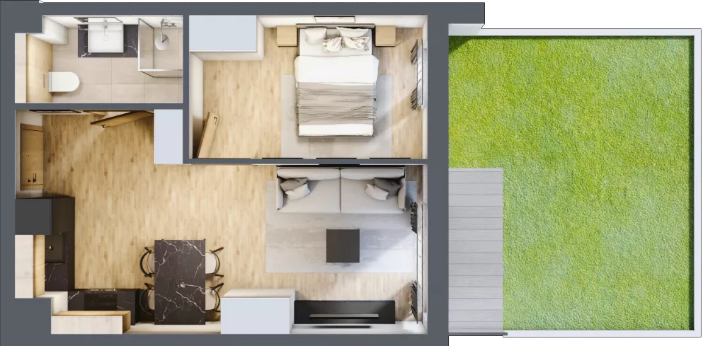 2 pokoje, apartament inwestycyjny 35,85 m², piętro 1, oferta nr D/7, Apartamenty Bałtyk - komfortowe lokale nad morzem, Jastrzębia Góra, ul. Jantarowa 3