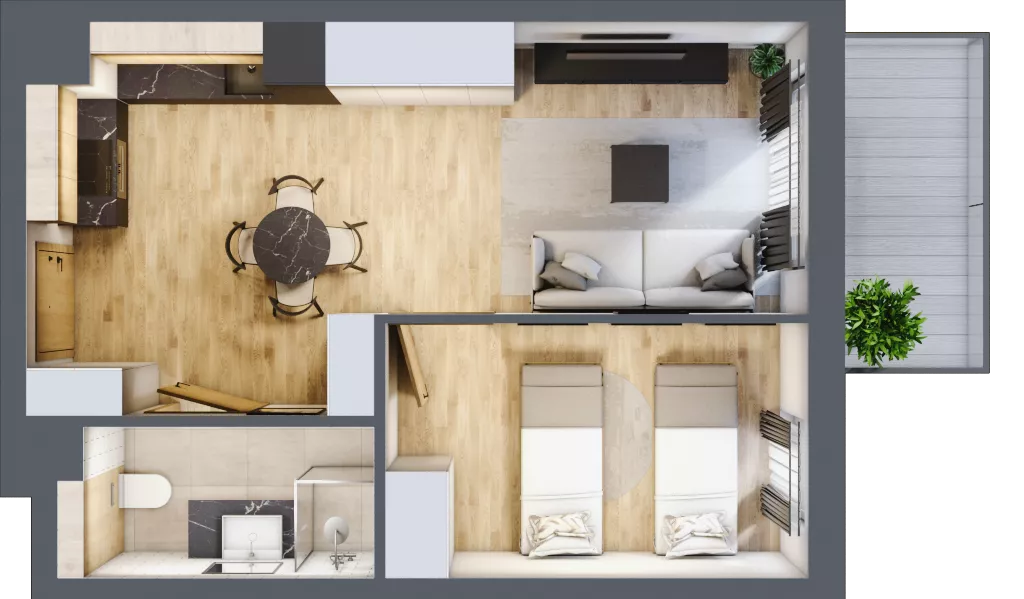 2 pokoje, apartament inwestycyjny 38,77 m², piętro 2, oferta nr D/114, Apartamenty Bałtyk - komfortowe lokale nad morzem, Jastrzębia Góra, ul. Jantarowa 3
