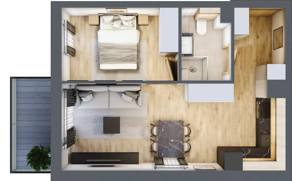 2 pokoje, apartament inwestycyjny 38,61 m², piętro 4, oferta nr D/316, Apartamenty Bałtyk - komfortowe lokale nad morzem, Jastrzębia Góra, ul. Jantarowa 3