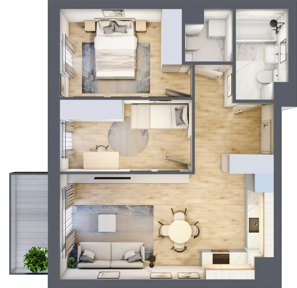3 pokoje, mieszkanie 57,13 m², piętro 4, oferta nr 97, Nova Dworcowa Apartamenty, Mszczonów, ul. Dworcowa 40