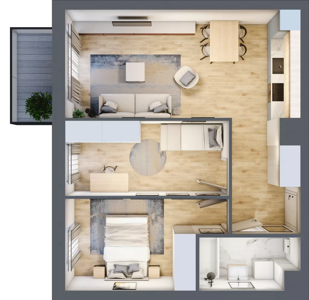 3 pokoje, mieszkanie 53,90 m², piętro 2, oferta nr 59, Nova Dworcowa Apartamenty, Mszczonów, ul. Dworcowa 40