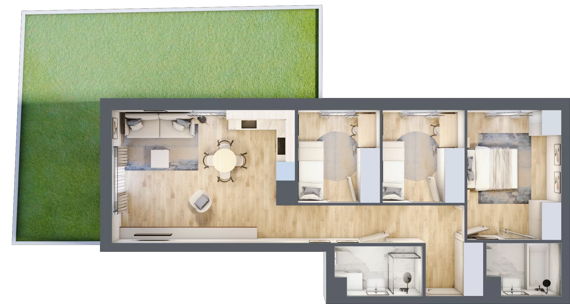 4 pokoje, mieszkanie 70,74 m², piętro 1, oferta nr 54, Nova Dworcowa Apartamenty, Mszczonów, ul. Dworcowa 40