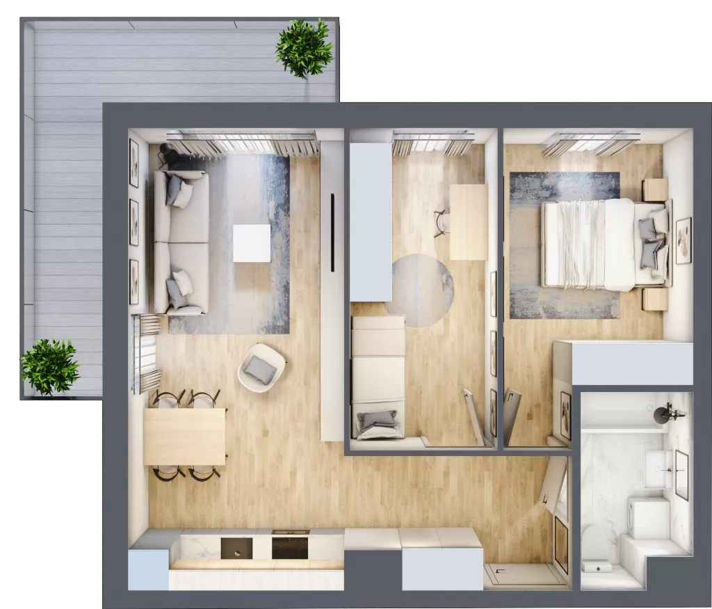 3 pokoje, mieszkanie 55,30 m², piętro 4, oferta nr 32, Nova Dworcowa Apartamenty, Mszczonów, ul. Dworcowa 40