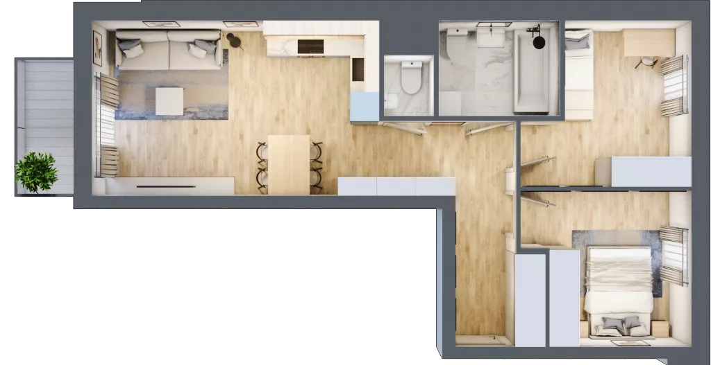 3 pokoje, mieszkanie 58,11 m², piętro 4, oferta nr 98, Nova Dworcowa Apartamenty, Mszczonów, ul. Dworcowa 40