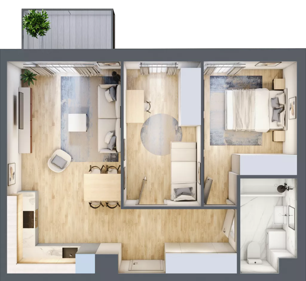 3 pokoje, mieszkanie 56,80 m², piętro 5, oferta nr 155, Nova Dworcowa Apartamenty, Mszczonów, ul. Dworcowa 40