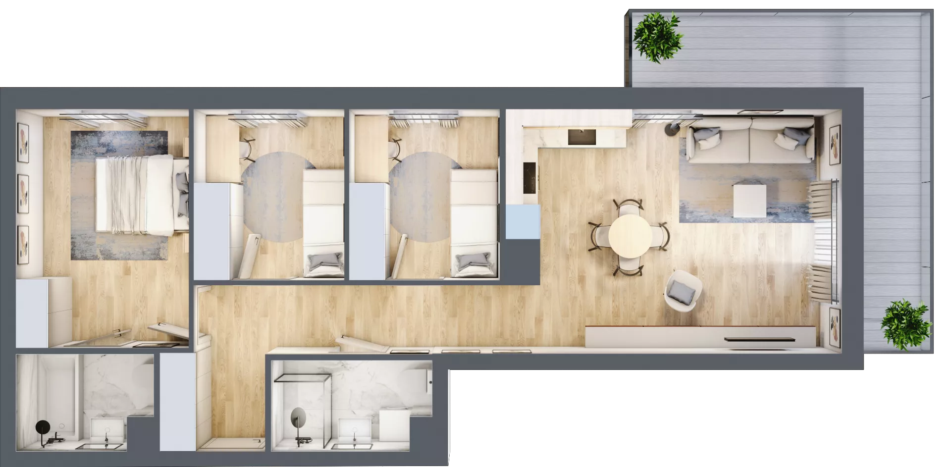 4 pokoje, mieszkanie 70,80 m², piętro 5, oferta nr 157, Nova Dworcowa Apartamenty, Mszczonów, ul. Dworcowa 40