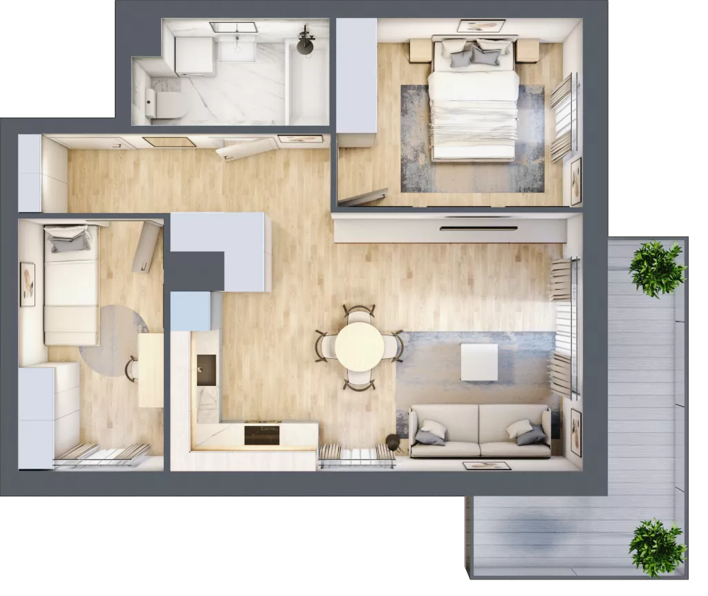 3 pokoje, mieszkanie 53,78 m², piętro 5, oferta nr 164, Nova Dworcowa Apartamenty, Mszczonów, ul. Dworcowa 40