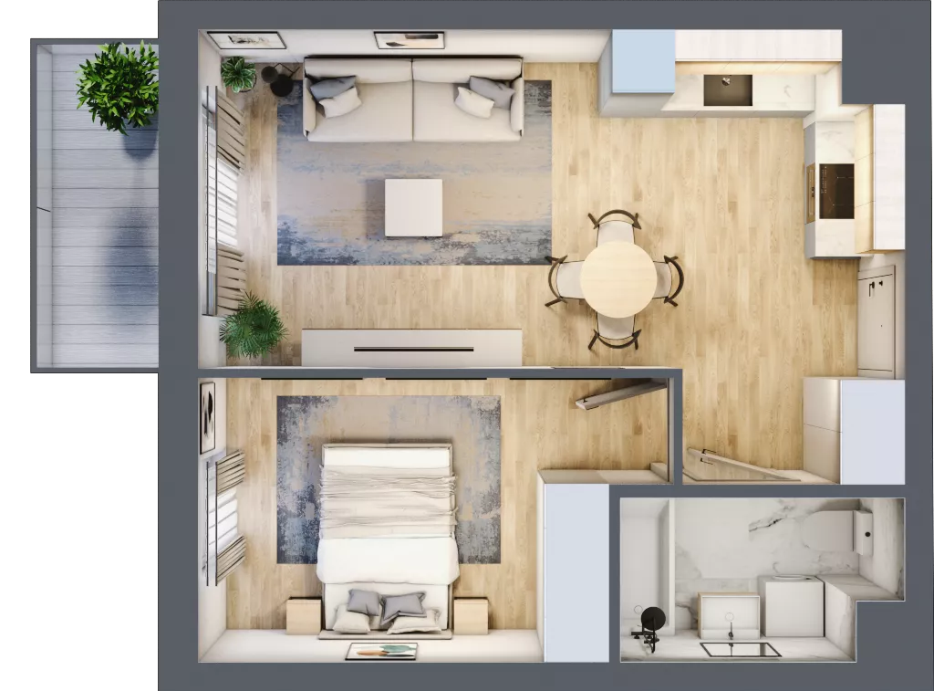 2 pokoje, mieszkanie 39,55 m², piętro 5, oferta nr 100, Nova Dworcowa Apartamenty, Mszczonów, ul. Dworcowa 40