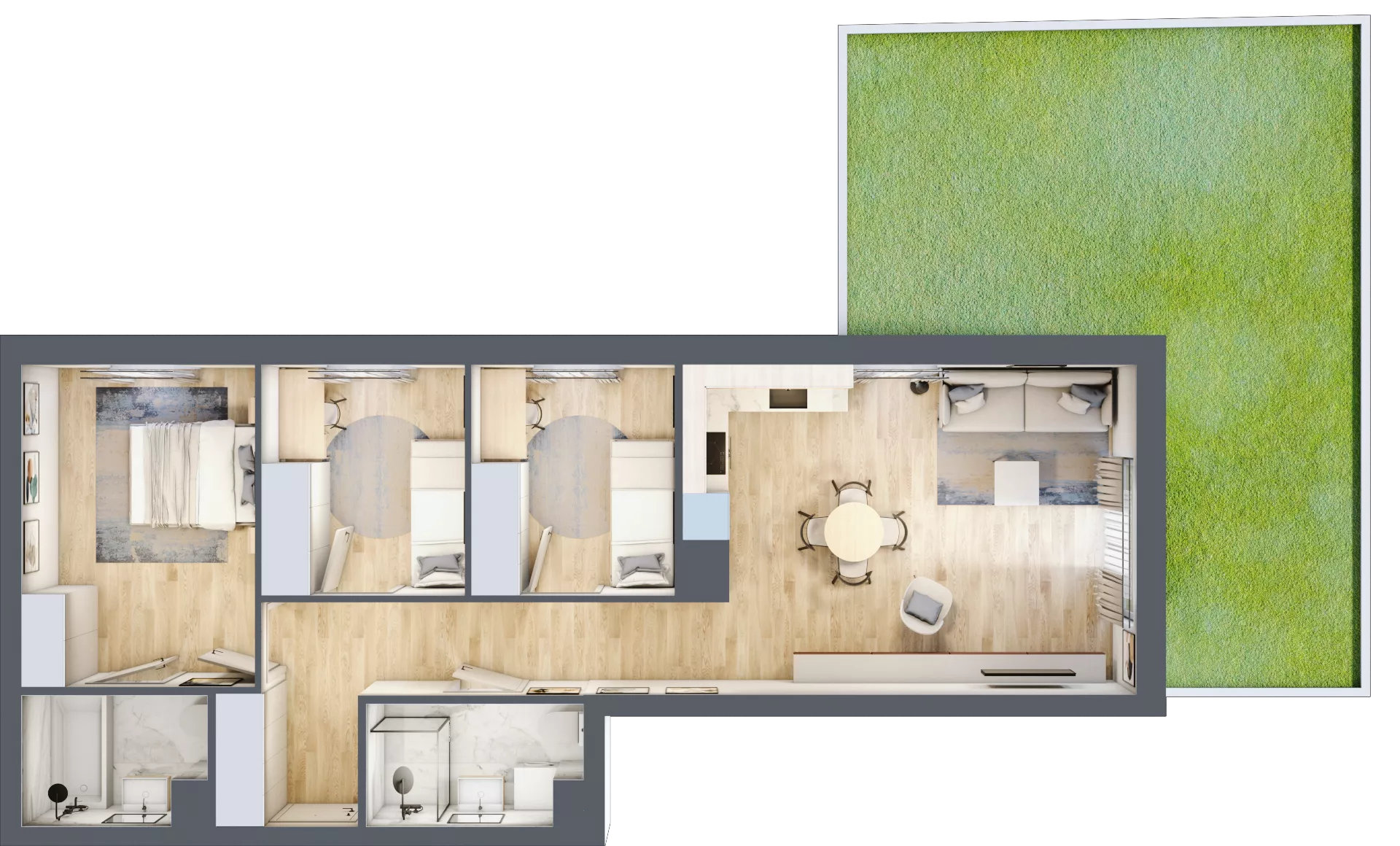 4 pokoje, mieszkanie 70,91 m², piętro 1, oferta nr 105, Nova Dworcowa Apartamenty, Mszczonów, ul. Dworcowa 40