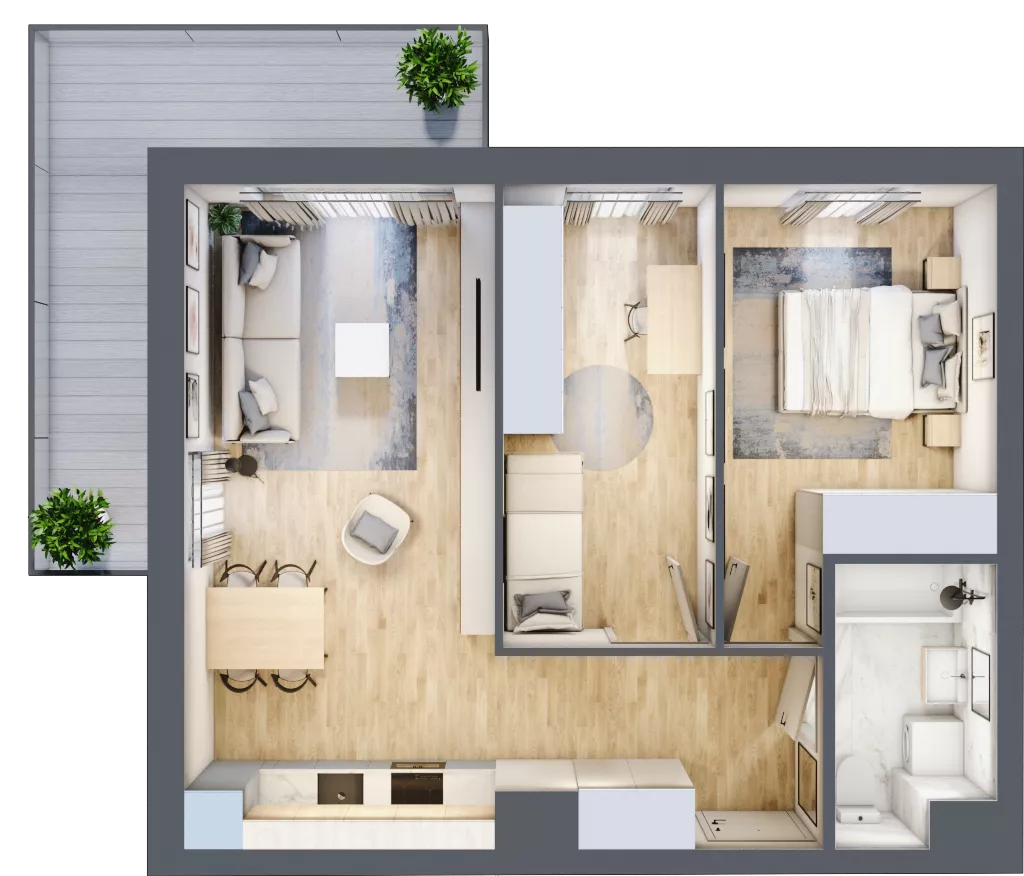 3 pokoje, mieszkanie 55,10 m², piętro 3, oferta nr 22, Nova Dworcowa Apartamenty, Mszczonów, ul. Dworcowa 40