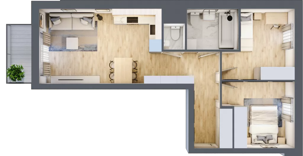 3 pokoje, mieszkanie 57,93 m², piętro 5, oferta nr 102, Nova Dworcowa Apartamenty, Mszczonów, ul. Dworcowa 40