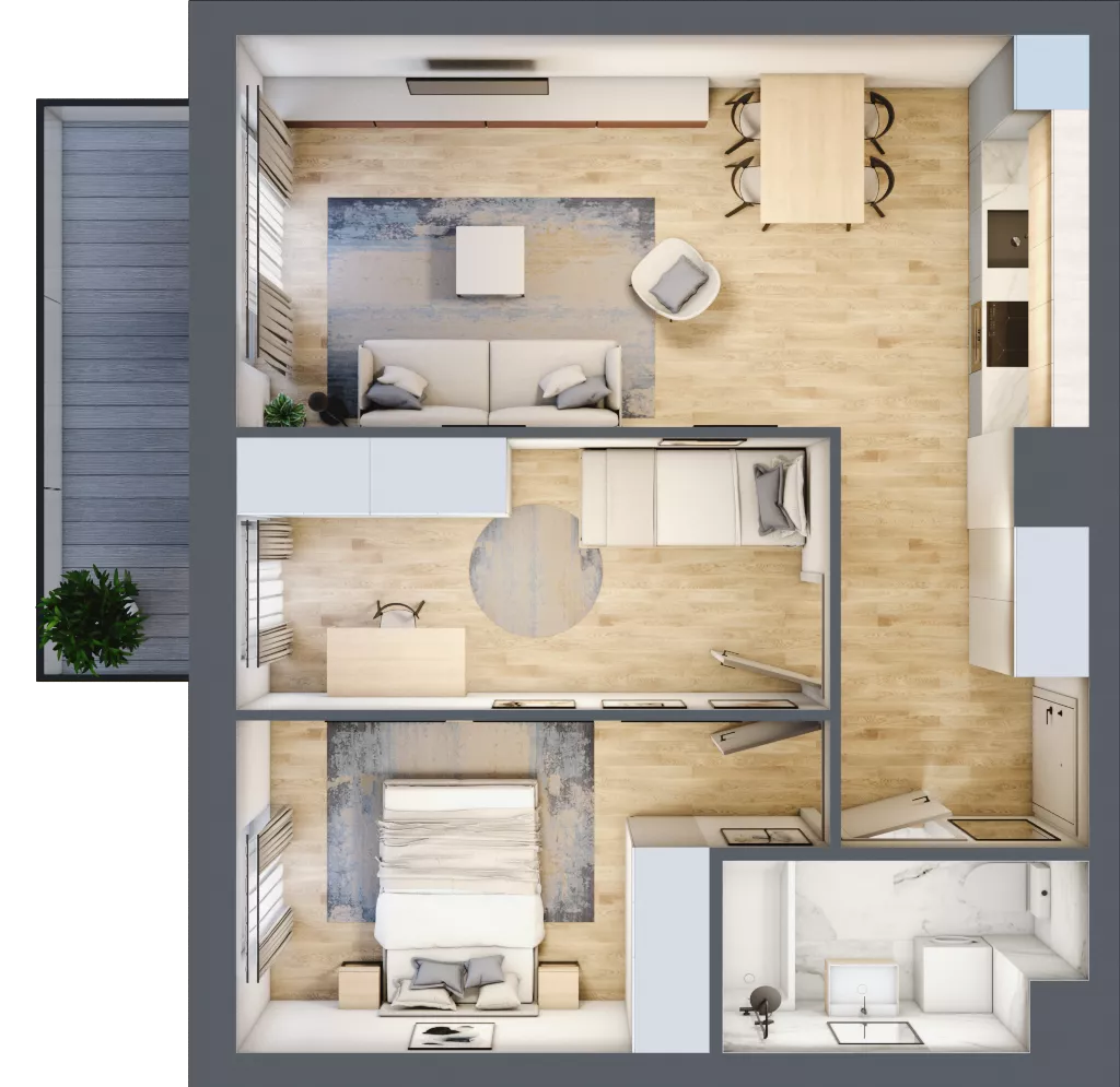 3 pokoje, mieszkanie 54,03 m², piętro 3, oferta nr 66, Nova Dworcowa Apartamenty, Mszczonów, ul. Dworcowa 40