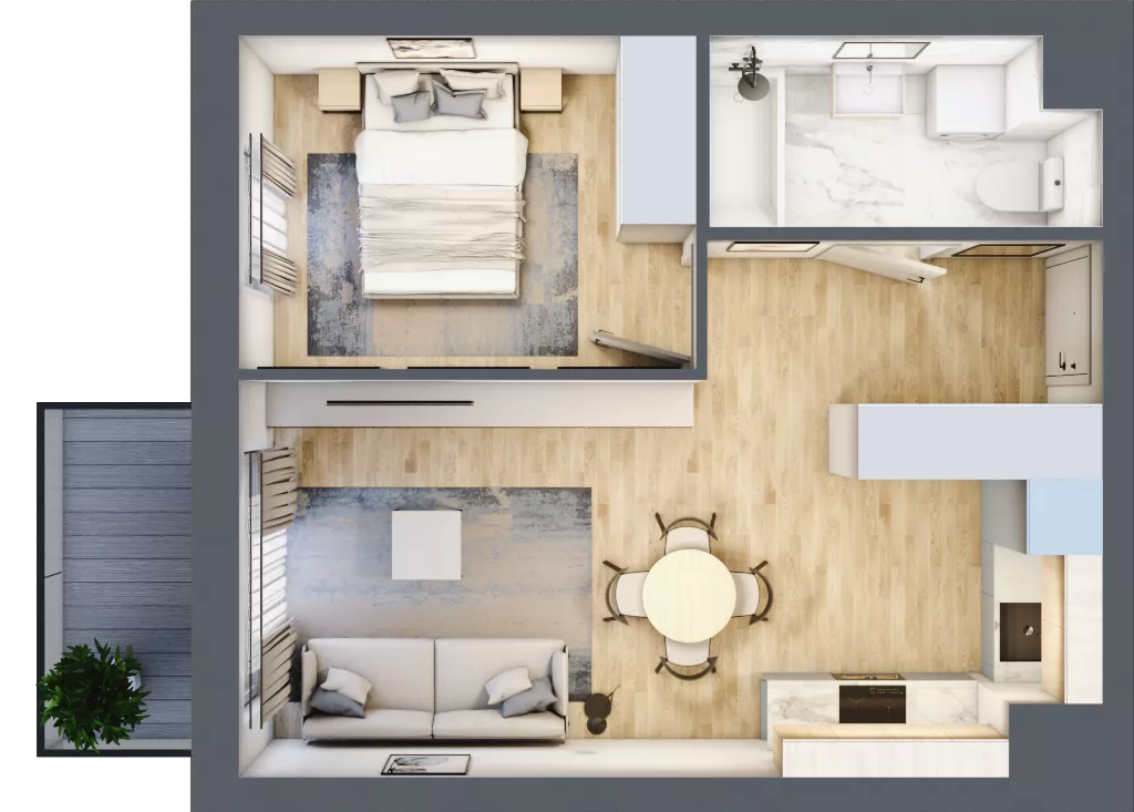 2 pokoje, mieszkanie 39,06 m², piętro 4, oferta nr 34, Nova Dworcowa Apartamenty, Mszczonów, ul. Dworcowa 40