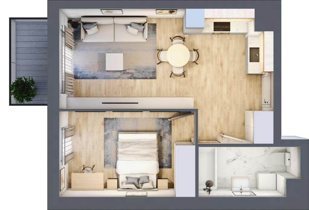 2 pokoje, mieszkanie 41,33 m², piętro 4, oferta nr 72, Nova Dworcowa Apartamenty, Mszczonów, ul. Dworcowa 40