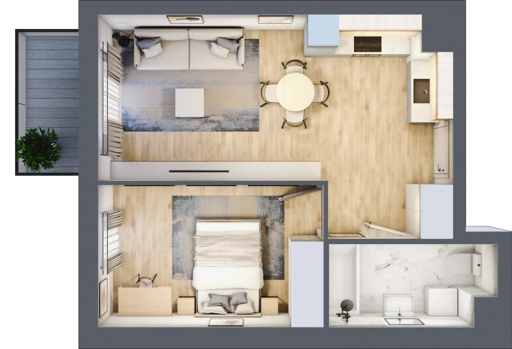 2 pokoje, mieszkanie 41,51 m², piętro 5, oferta nr 79, Nova Dworcowa Apartamenty, Mszczonów, ul. Dworcowa 40