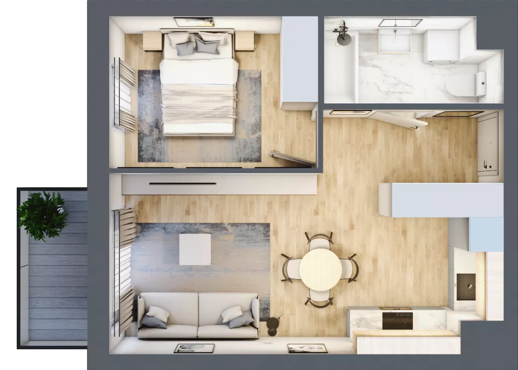 2 pokoje, mieszkanie 39,12 m², piętro 5, oferta nr 45, Nova Dworcowa Apartamenty, Mszczonów, ul. Dworcowa 40