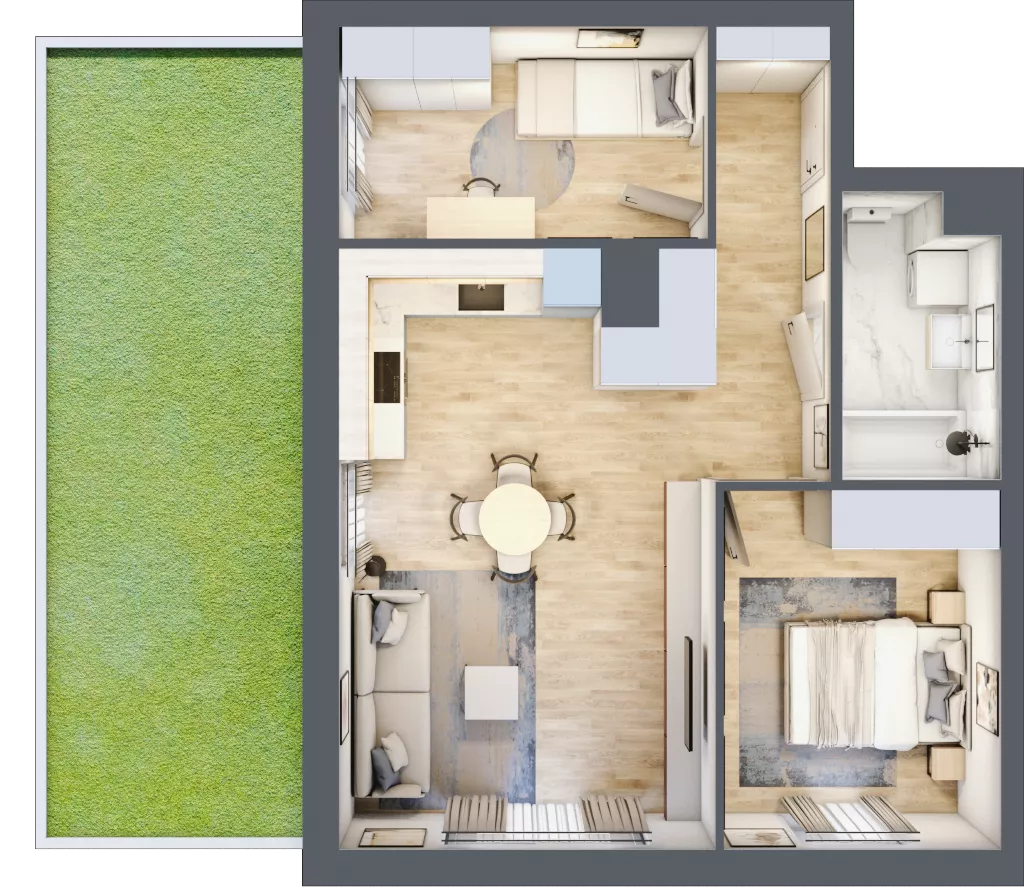 3 pokoje, mieszkanie 53,86 m², piętro 1, oferta nr 112, Nova Dworcowa Apartamenty, Mszczonów, ul. Dworcowa 40