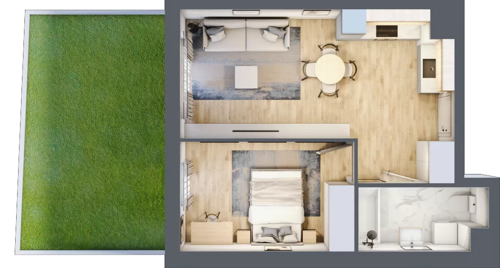 2 pokoje, mieszkanie 41,61 m², piętro 1, oferta nr 51, Nova Dworcowa Apartamenty, Mszczonów, ul. Dworcowa 40