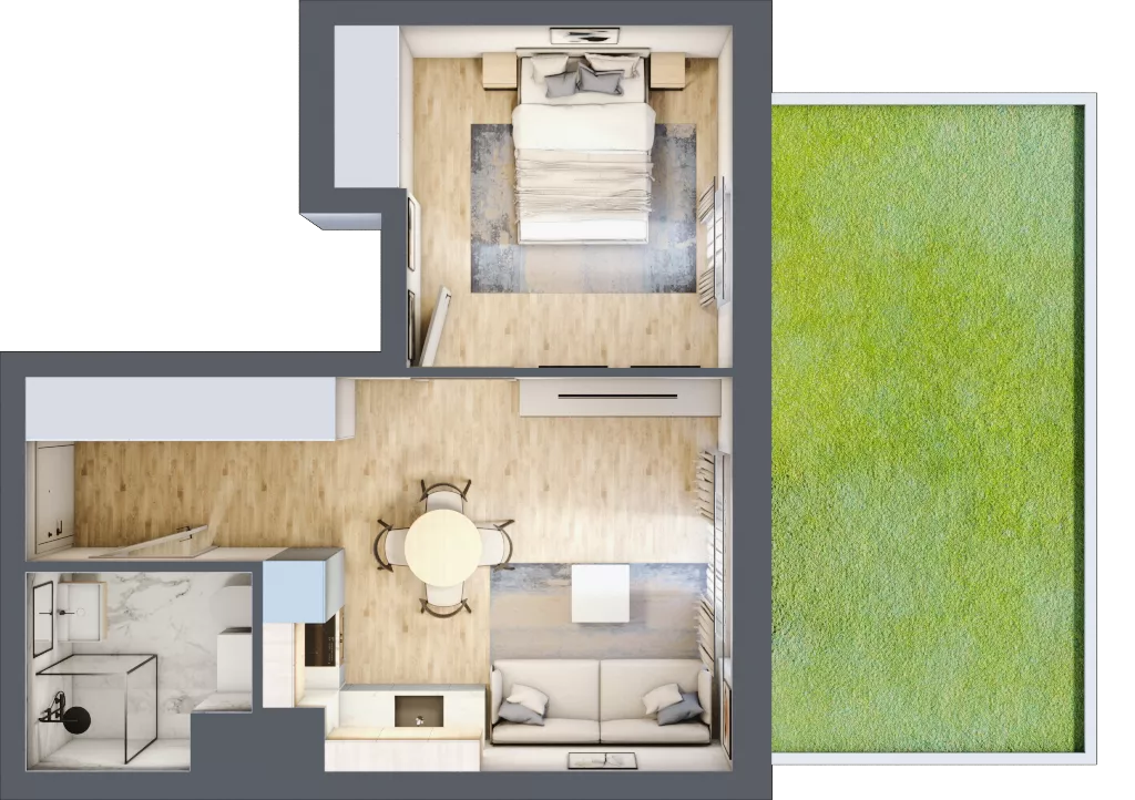 2 pokoje, mieszkanie 36,98 m², parter, oferta nr 1, Nova Dworcowa Apartamenty, Mszczonów, ul. Dworcowa 40