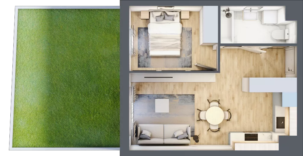 2 pokoje, mieszkanie 39,29 m², piętro 1, oferta nr 5, Nova Dworcowa Apartamenty, Mszczonów, ul. Dworcowa 40