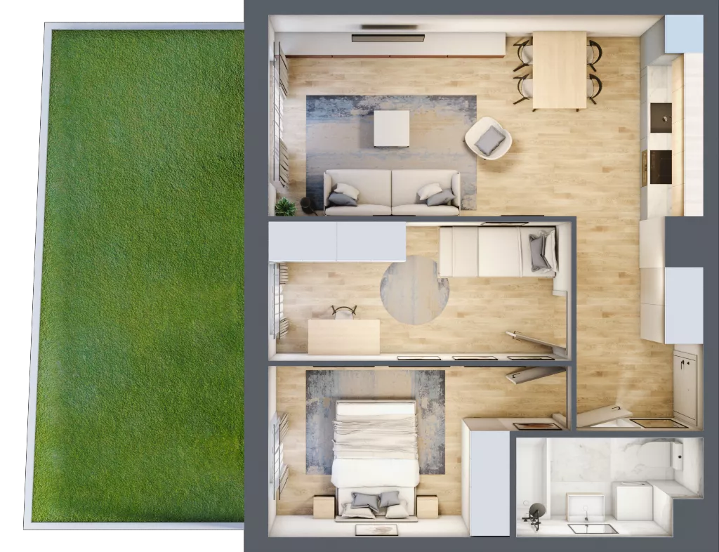 3 pokoje, mieszkanie 54,48 m², piętro 1, oferta nr 52, Nova Dworcowa Apartamenty, Mszczonów, ul. Dworcowa 40