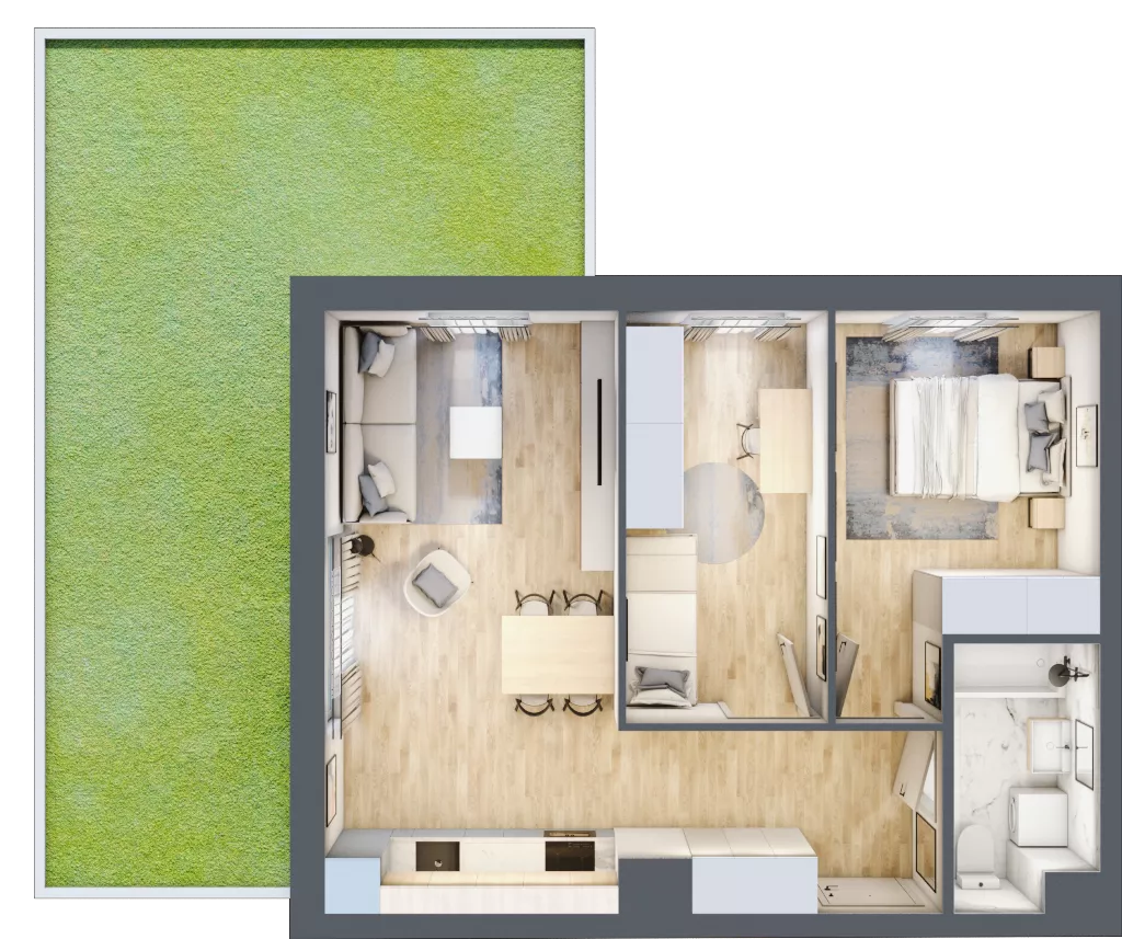 3 pokoje, mieszkanie 53,28 m², piętro 1, oferta nr 113, Nova Dworcowa Apartamenty, Mszczonów, ul. Dworcowa 40