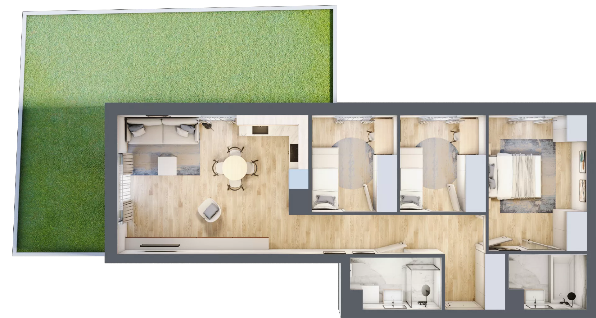4 pokoje, mieszkanie 70,74 m², piętro 1, oferta nr 54, Nova Dworcowa Apartamenty, Mszczonów, ul. Dworcowa 40