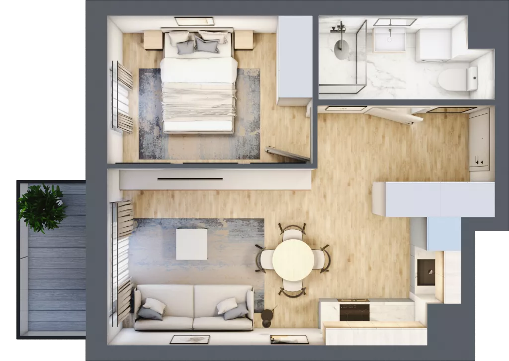 2 pokoje, mieszkanie 37,32 m², piętro 5, oferta nr 43, Nova Dworcowa Apartamenty, Mszczonów, ul. Dworcowa 40