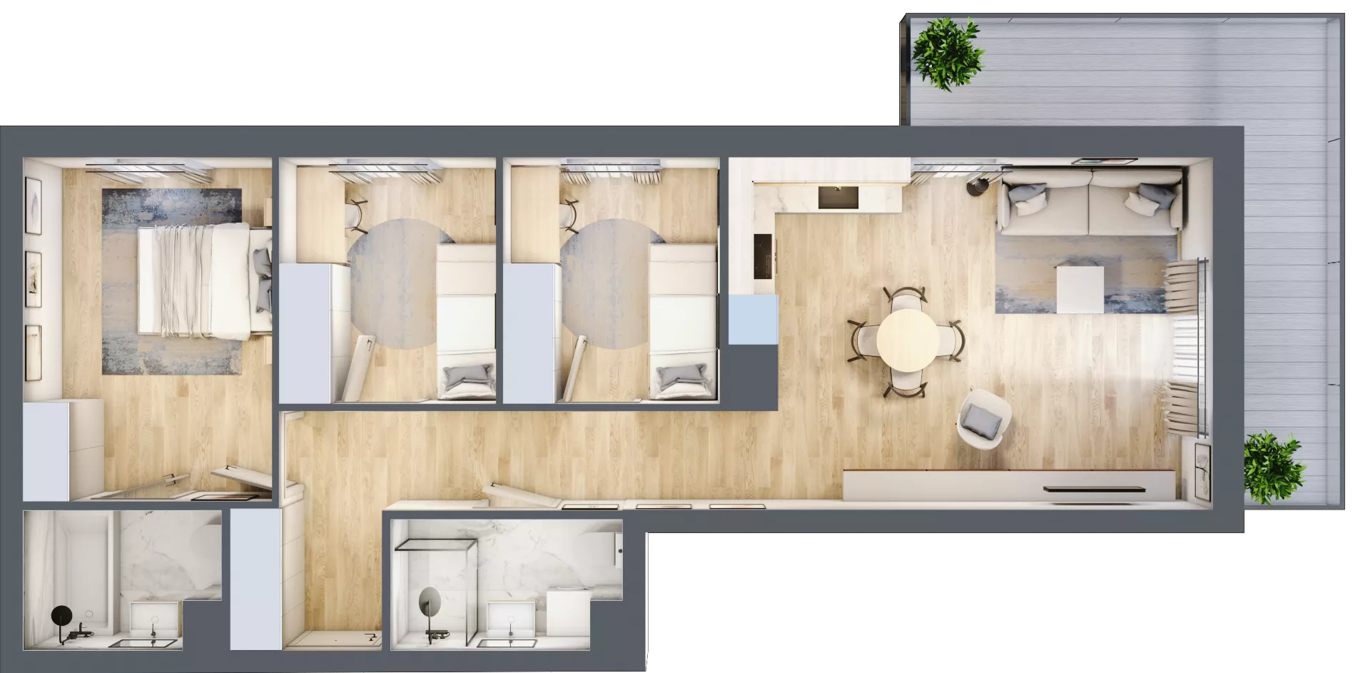 4 pokoje, mieszkanie 70,48 m², piętro 4, oferta nr 144, Nova Dworcowa Apartamenty, Mszczonów, ul. Dworcowa 40