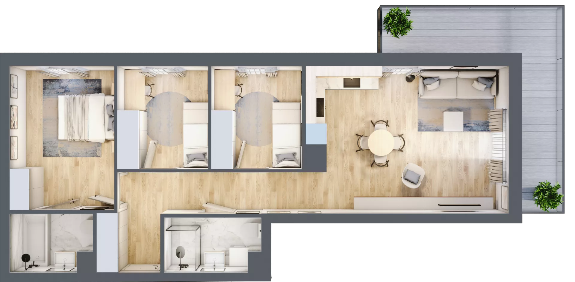 4 pokoje, mieszkanie 70,80 m², piętro 5, oferta nr 157, Nova Dworcowa Apartamenty, Mszczonów, ul. Dworcowa 40