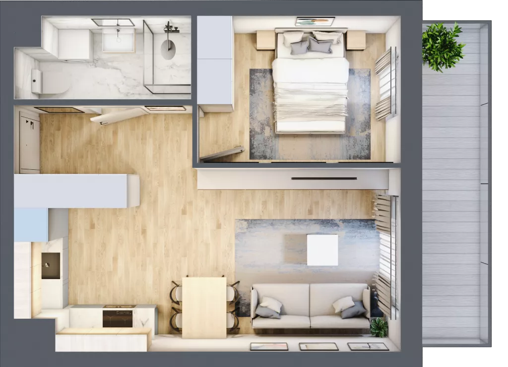 2 pokoje, mieszkanie 39,21 m², piętro 5, oferta nr 162, Nova Dworcowa Apartamenty, Mszczonów, ul. Dworcowa 40