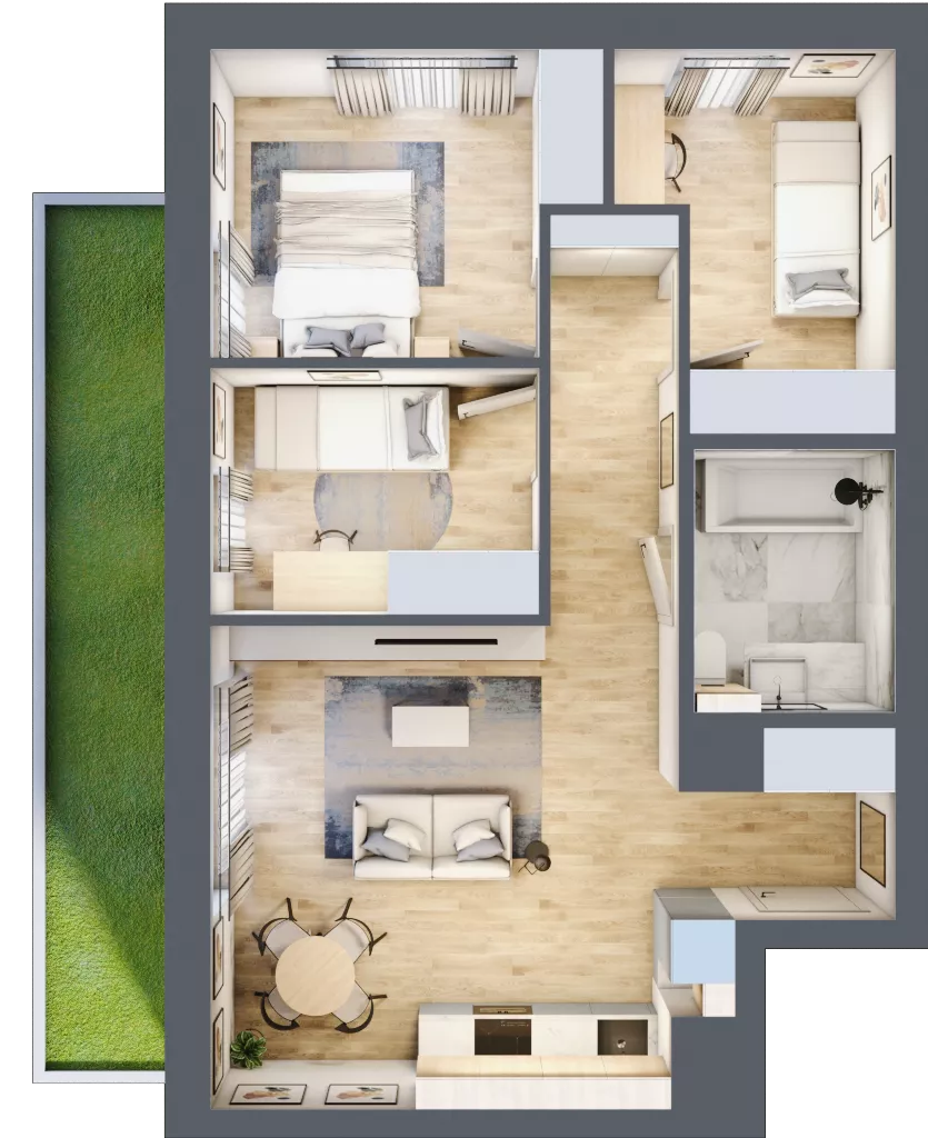4 pokoje, mieszkanie 57,69 m², piętro 1, oferta nr C.0.7, Apartamenty Widok etap II, Skierniewice, Widok, ul. Armii Krajowej 63