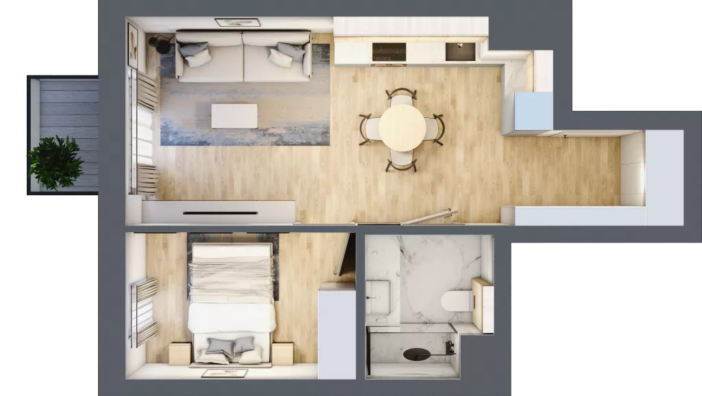 2 pokoje, mieszkanie 37,52 m², piętro 4, oferta nr C.3.26, Apartamenty Widok etap II, Skierniewice, Widok, ul. Armii Krajowej 63